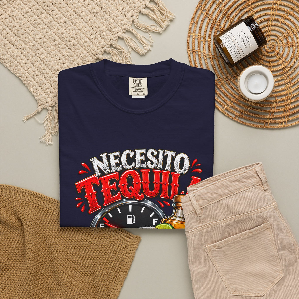 Necesito Tequila T-shirt | Tequila Bottle & Shot Glass Illustration