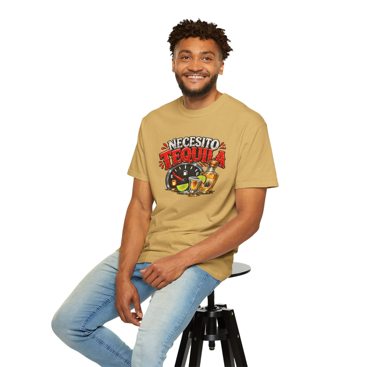 Necesito Tequila T-shirt | Tequila Bottle & Shot Glass Illustration