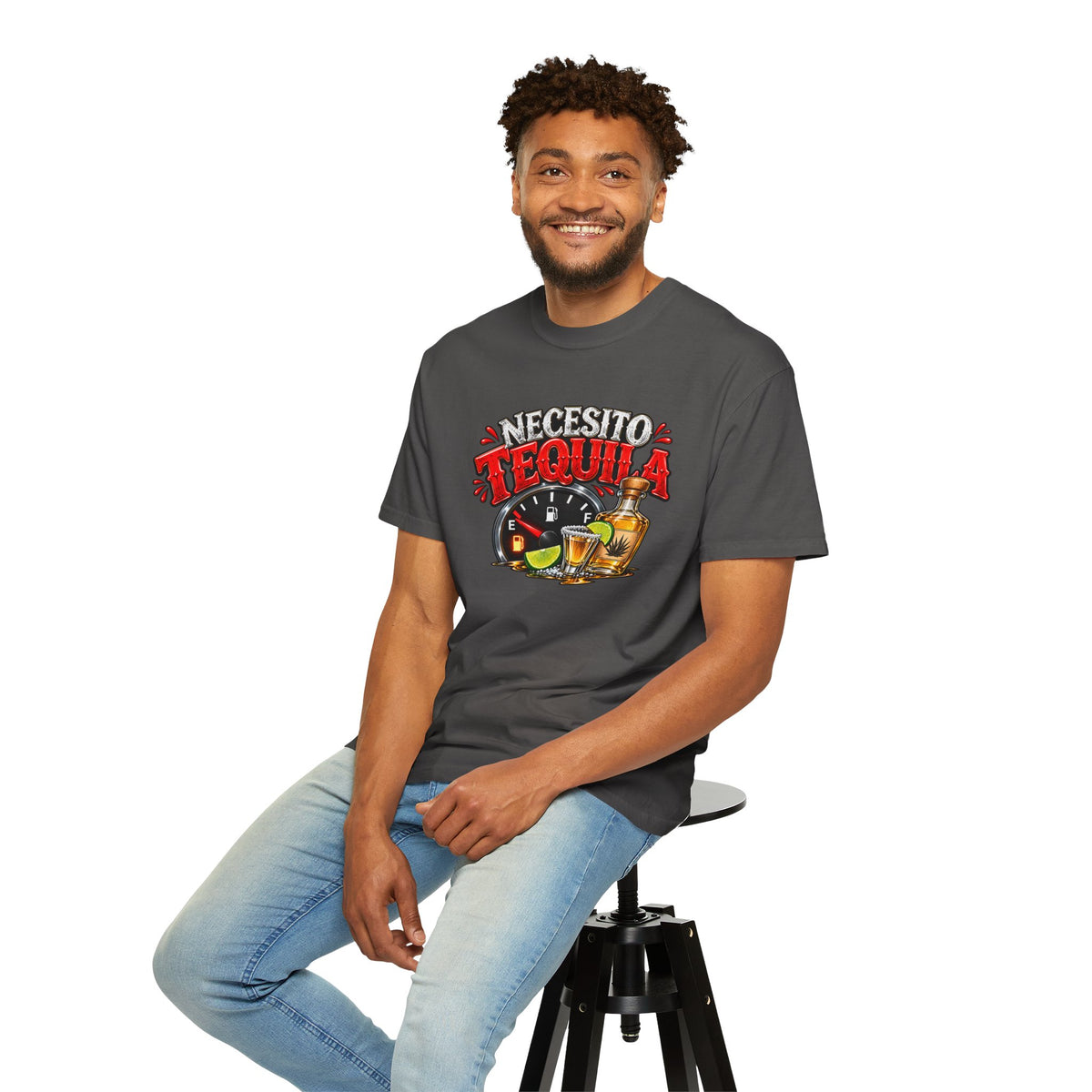 Necesito Tequila T-shirt | Tequila Bottle & Shot Glass Illustration