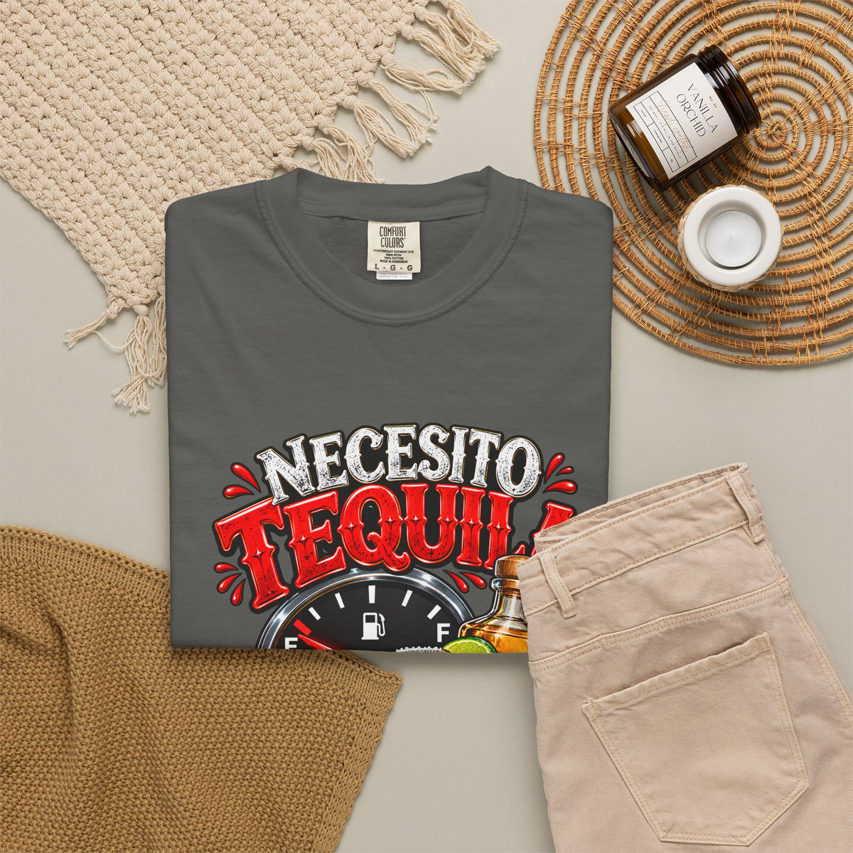 Necesito Tequila T-shirt | Tequila Bottle & Shot Glass Illustration