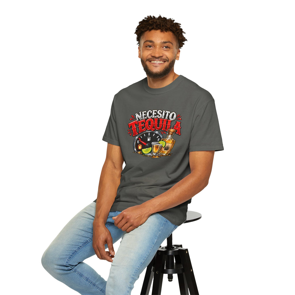 Necesito Tequila T-shirt | Tequila Bottle & Shot Glass Illustration