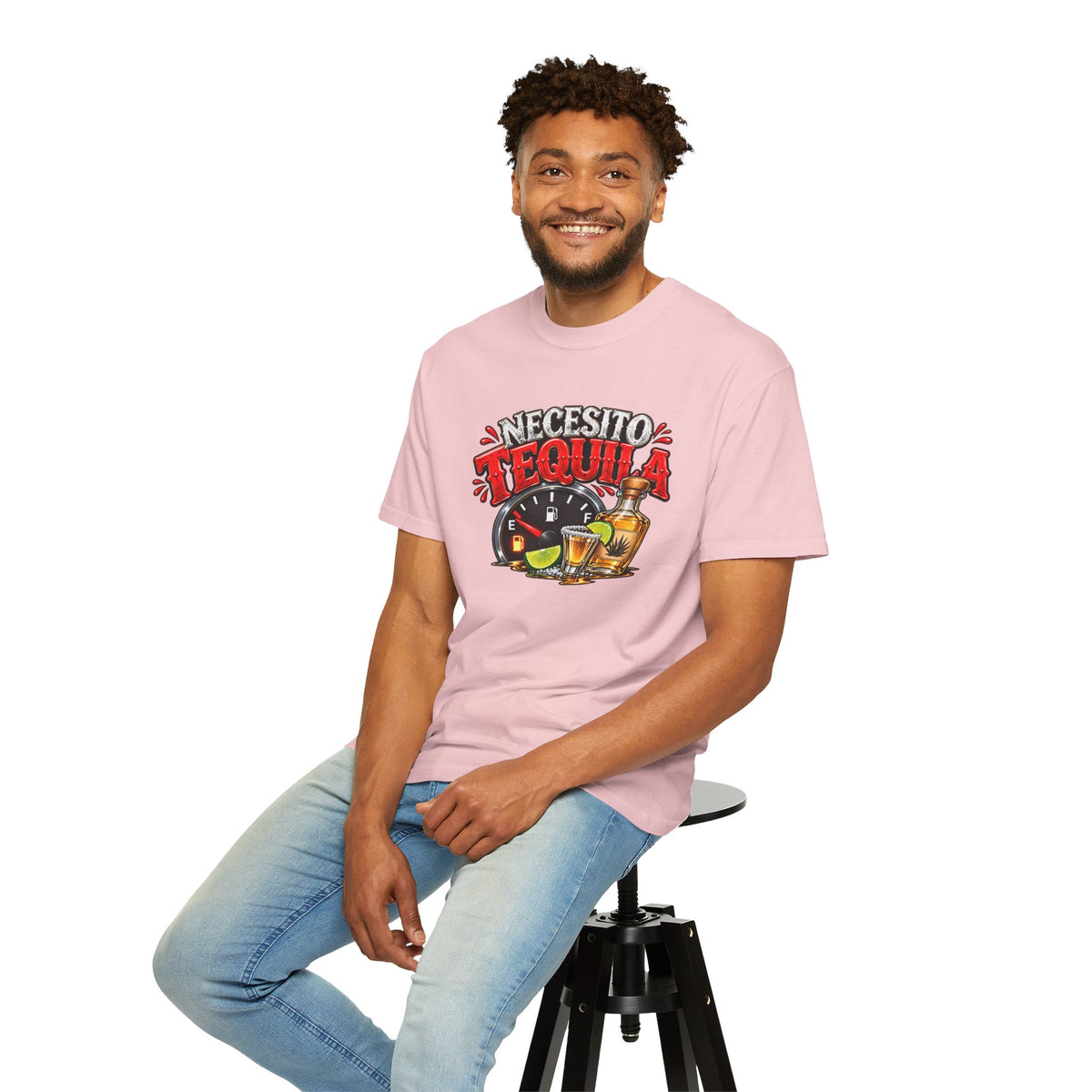 Necesito Tequila T-shirt | Tequila Bottle & Shot Glass Illustration
