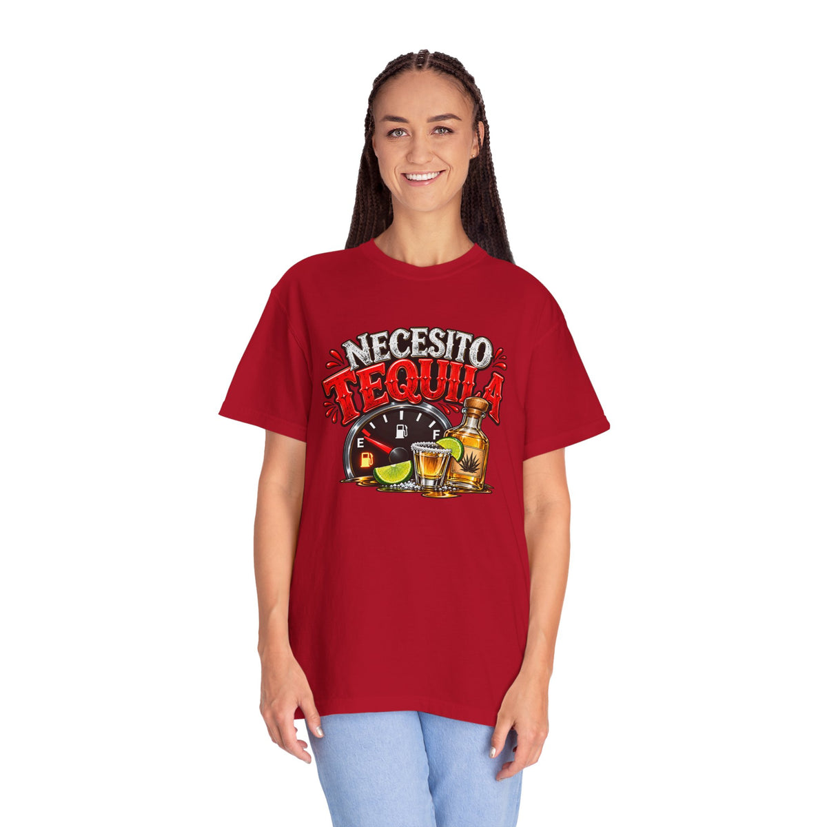 Necesito Tequila T-shirt | Tequila Bottle & Shot Glass Illustration