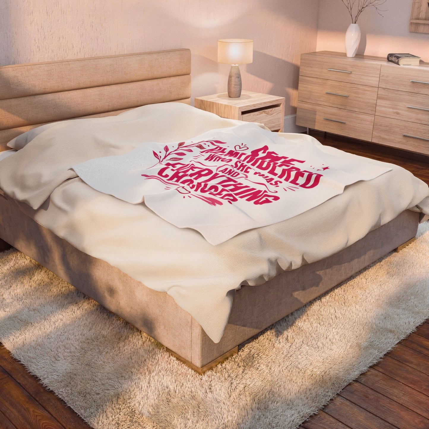 Inspirational Velveteen Blanket — "She Remembered Who She Was and Everything Changed"