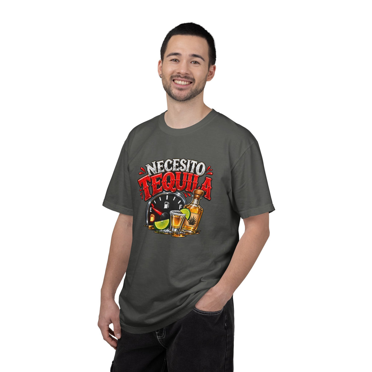 Necesito Tequila T-shirt | Tequila Bottle & Shot Glass Illustration