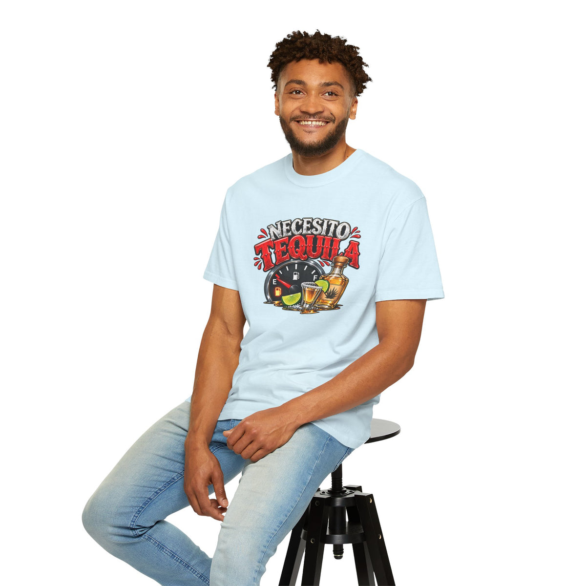 Necesito Tequila T-shirt | Tequila Bottle & Shot Glass Illustration