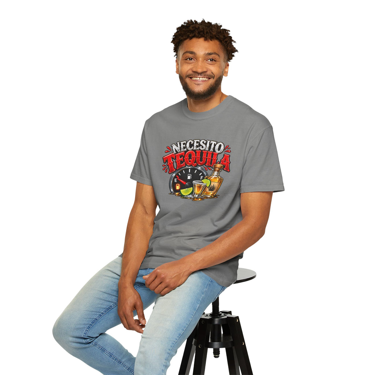 Necesito Tequila T-shirt | Tequila Bottle & Shot Glass Illustration
