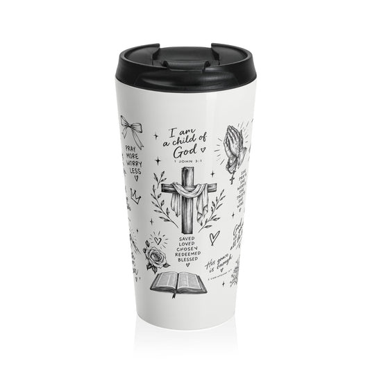 Christian Travel Mug — Tumbler with Faith Illustrations