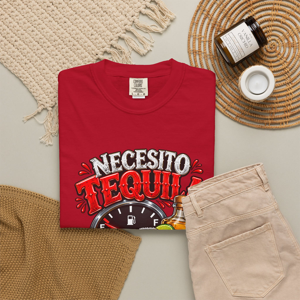 Necesito Tequila T-shirt | Tequila Bottle & Shot Glass Illustration