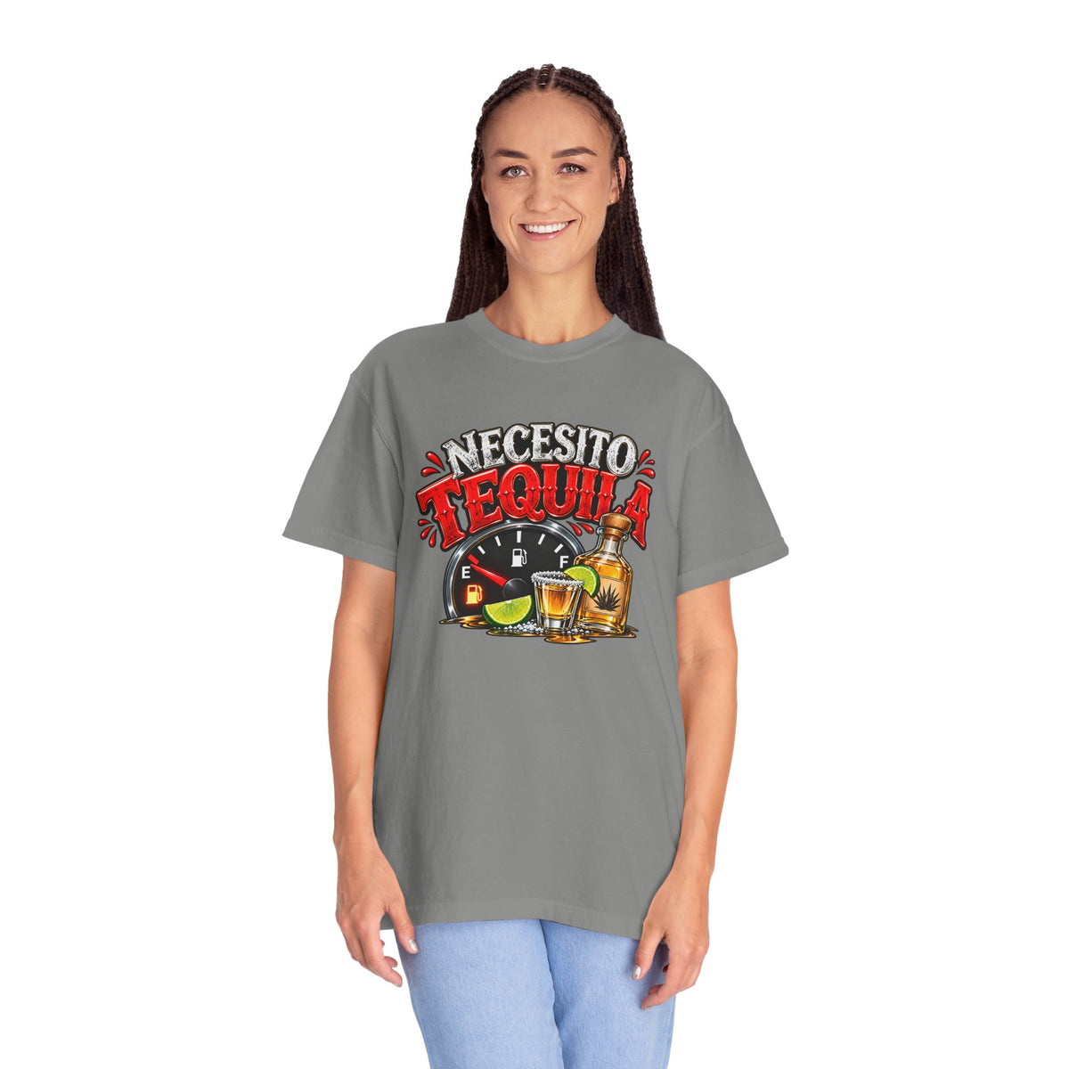 Necesito Tequila T-shirt | Tequila Bottle & Shot Glass Illustration