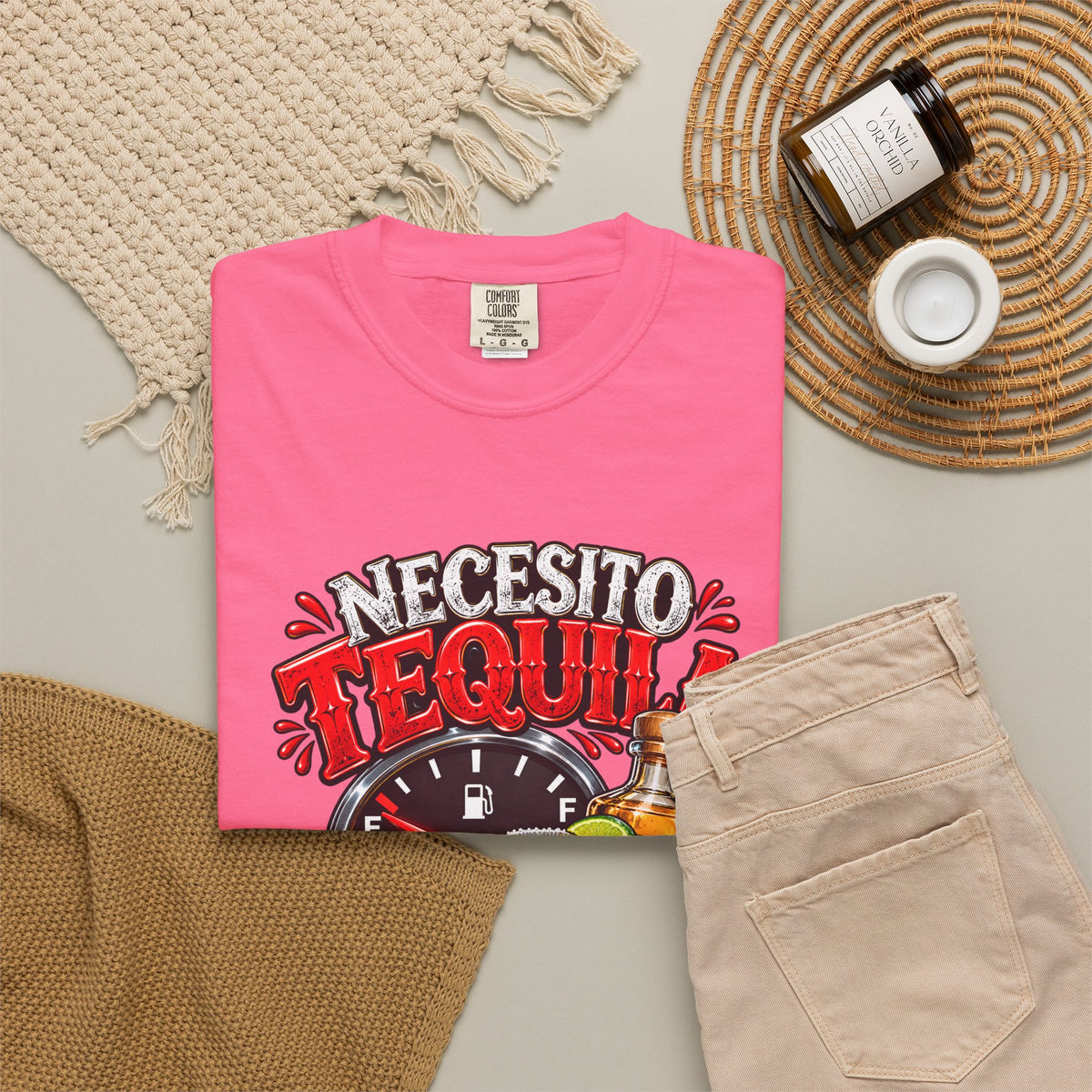 Necesito Tequila T-shirt | Tequila Bottle & Shot Glass Illustration