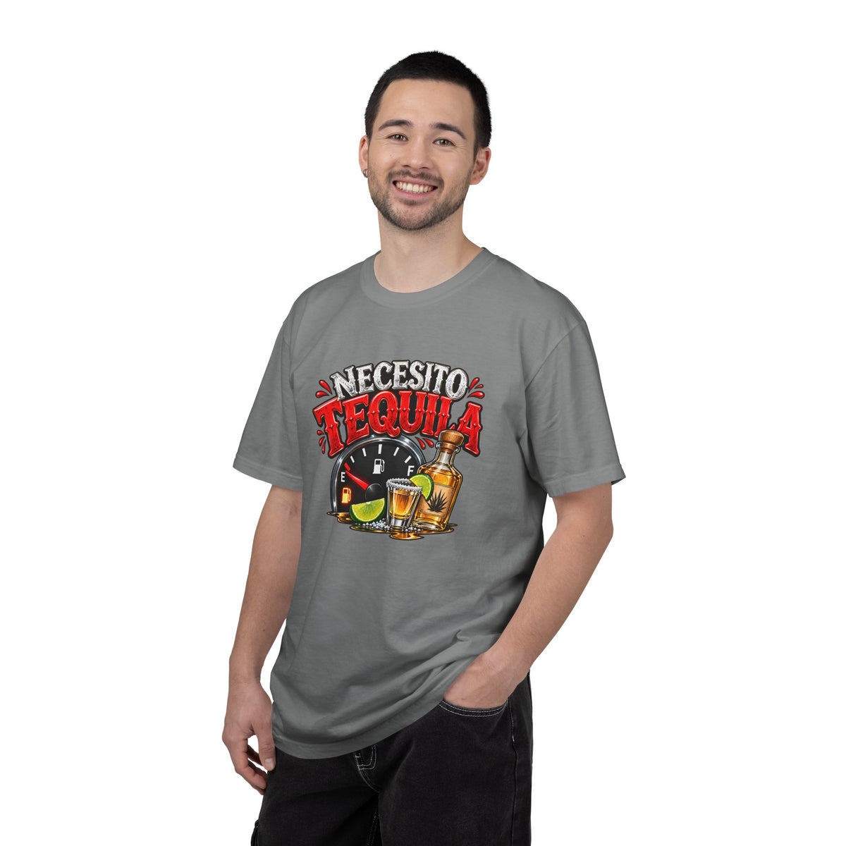 Necesito Tequila T-shirt | Tequila Bottle & Shot Glass Illustration