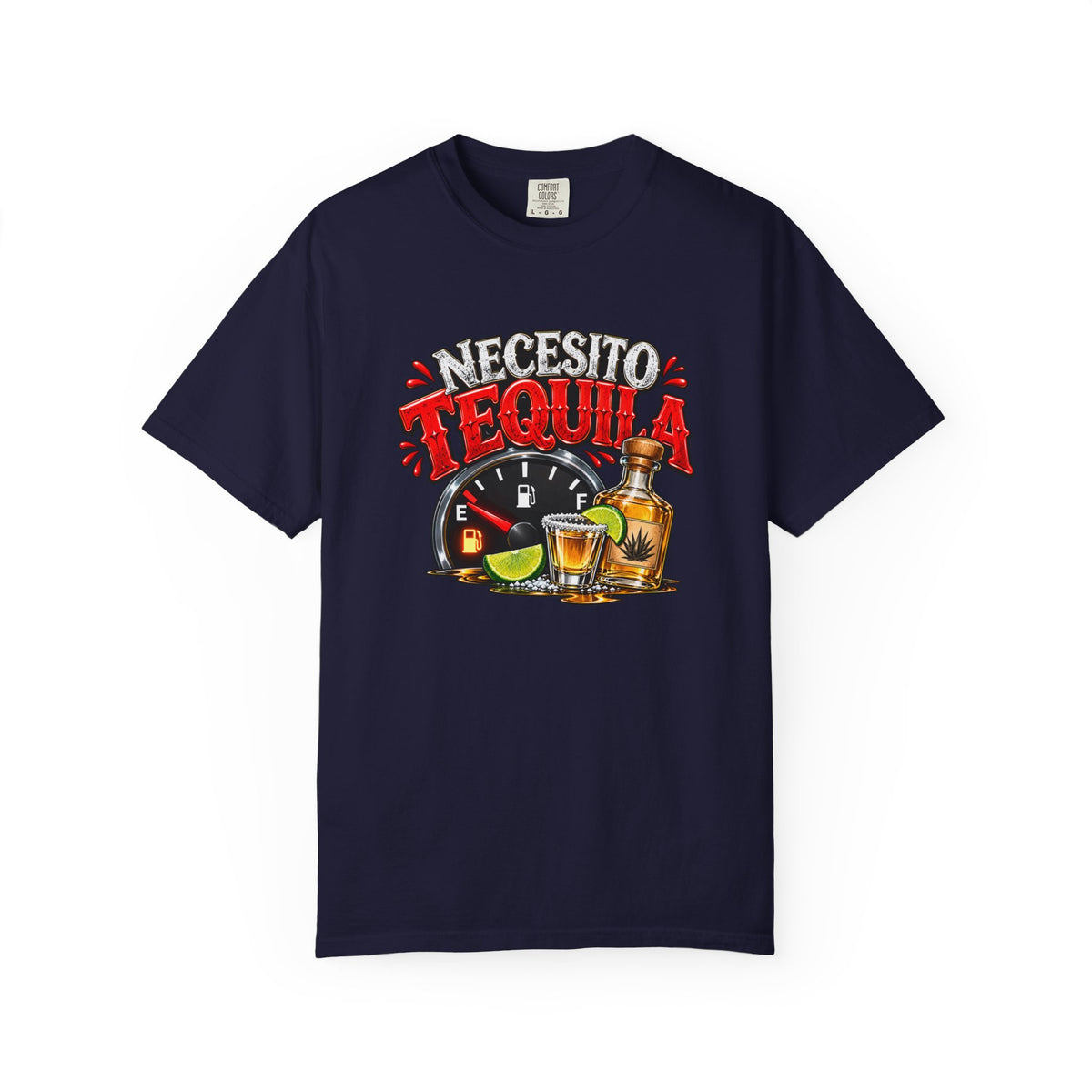 Necesito Tequila T-shirt | Tequila Bottle & Shot Glass Illustration