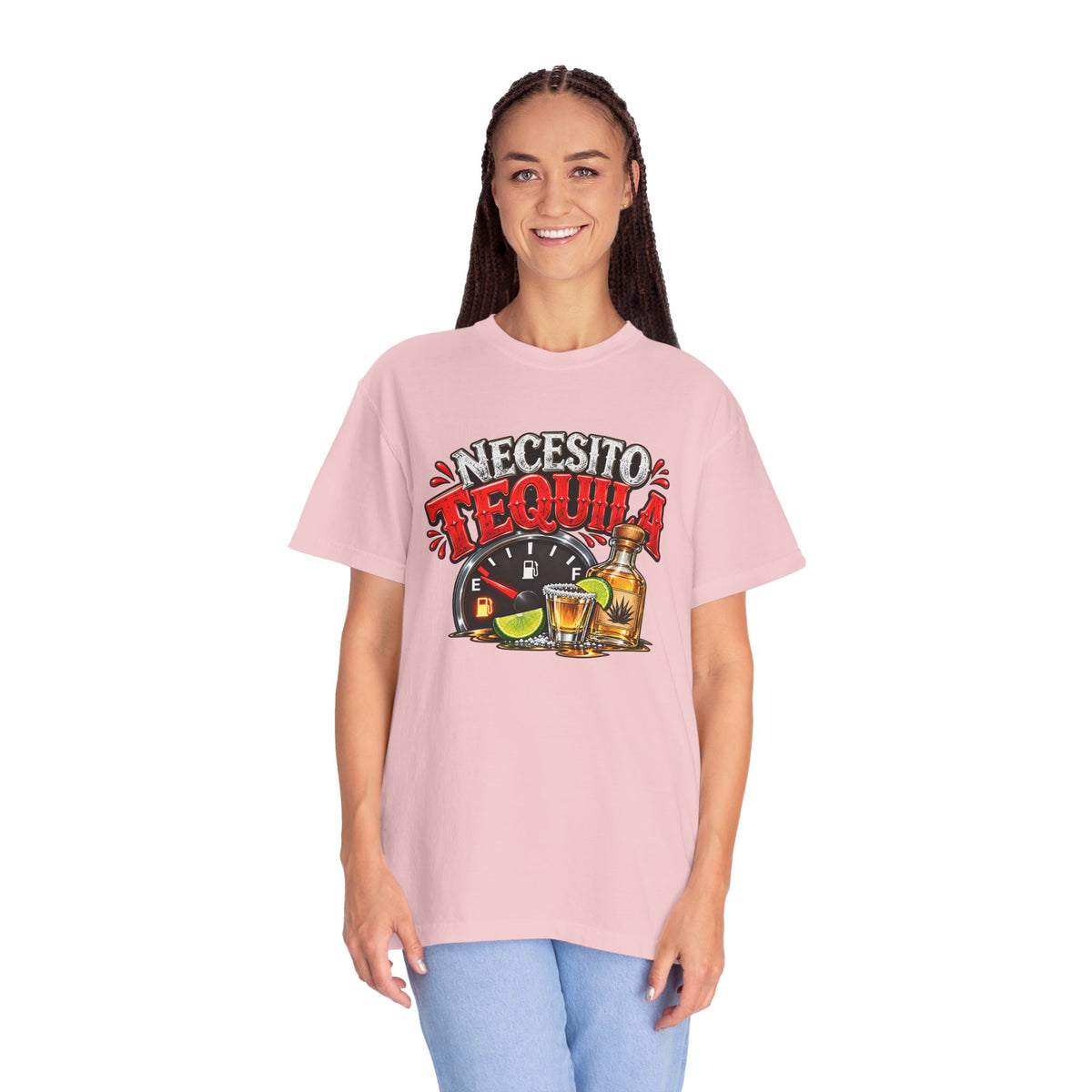 Necesito Tequila T-shirt | Tequila Bottle & Shot Glass Illustration