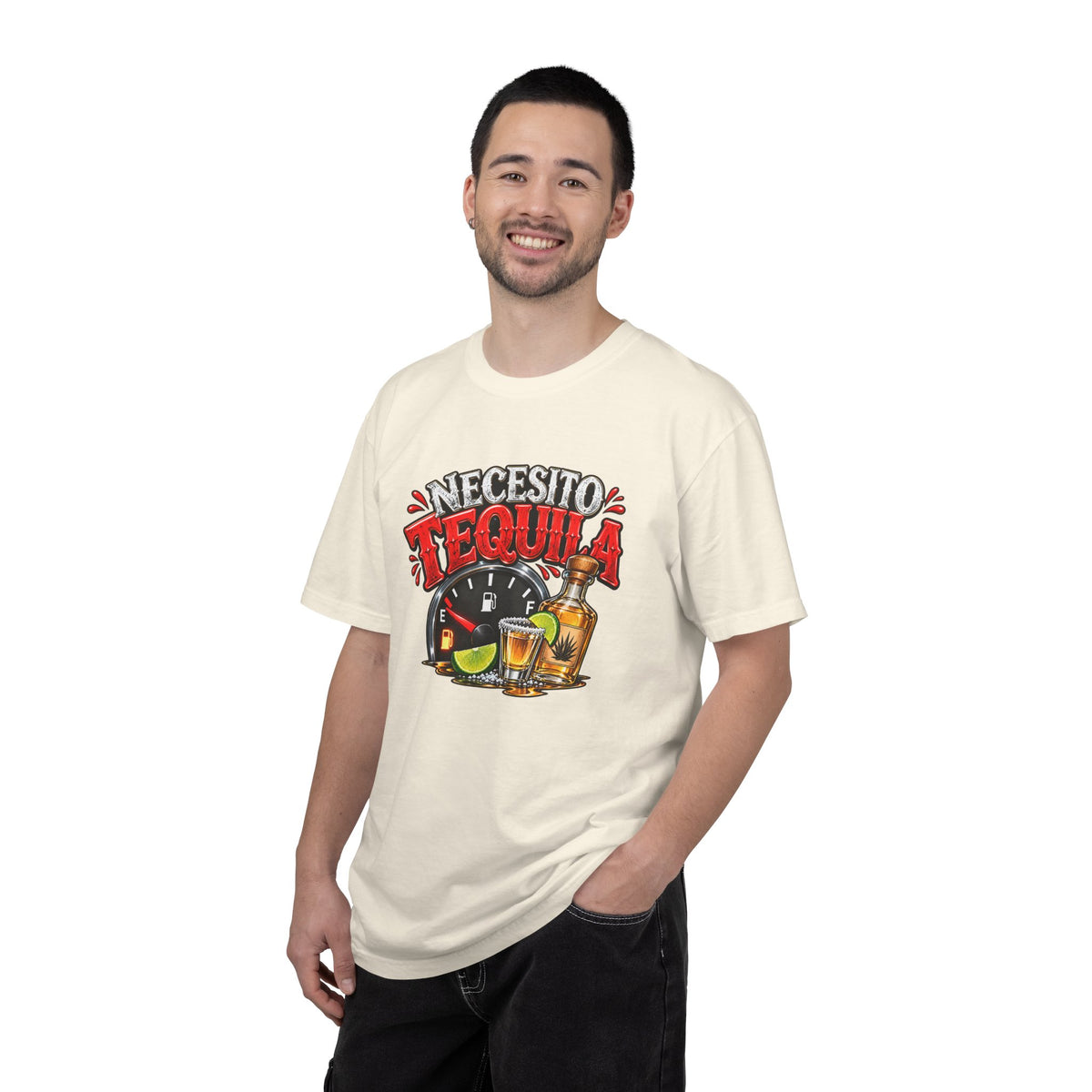 Necesito Tequila T-shirt | Tequila Bottle & Shot Glass Illustration