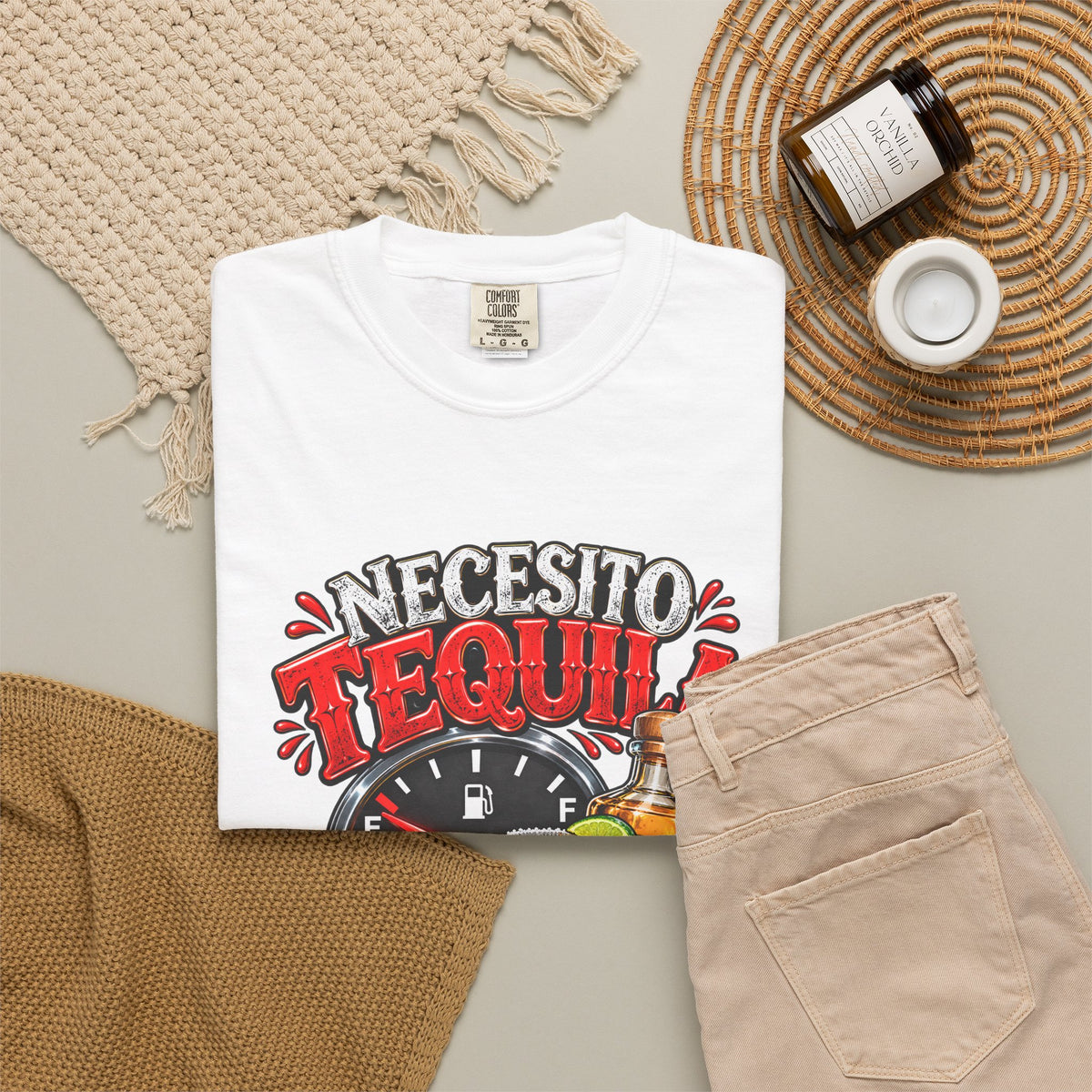 Necesito Tequila T-shirt | Tequila Bottle & Shot Glass Illustration