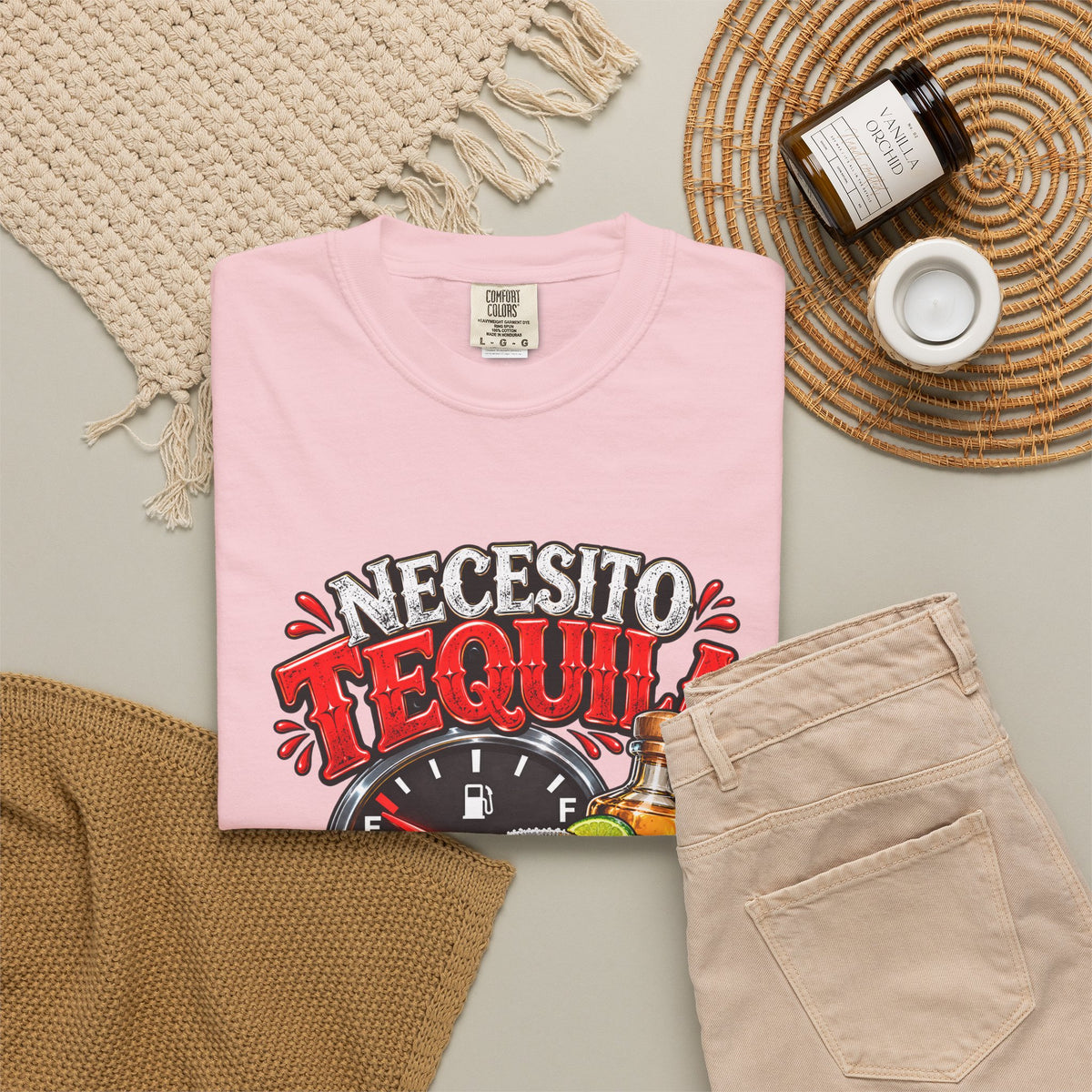 Necesito Tequila T-shirt | Tequila Bottle & Shot Glass Illustration