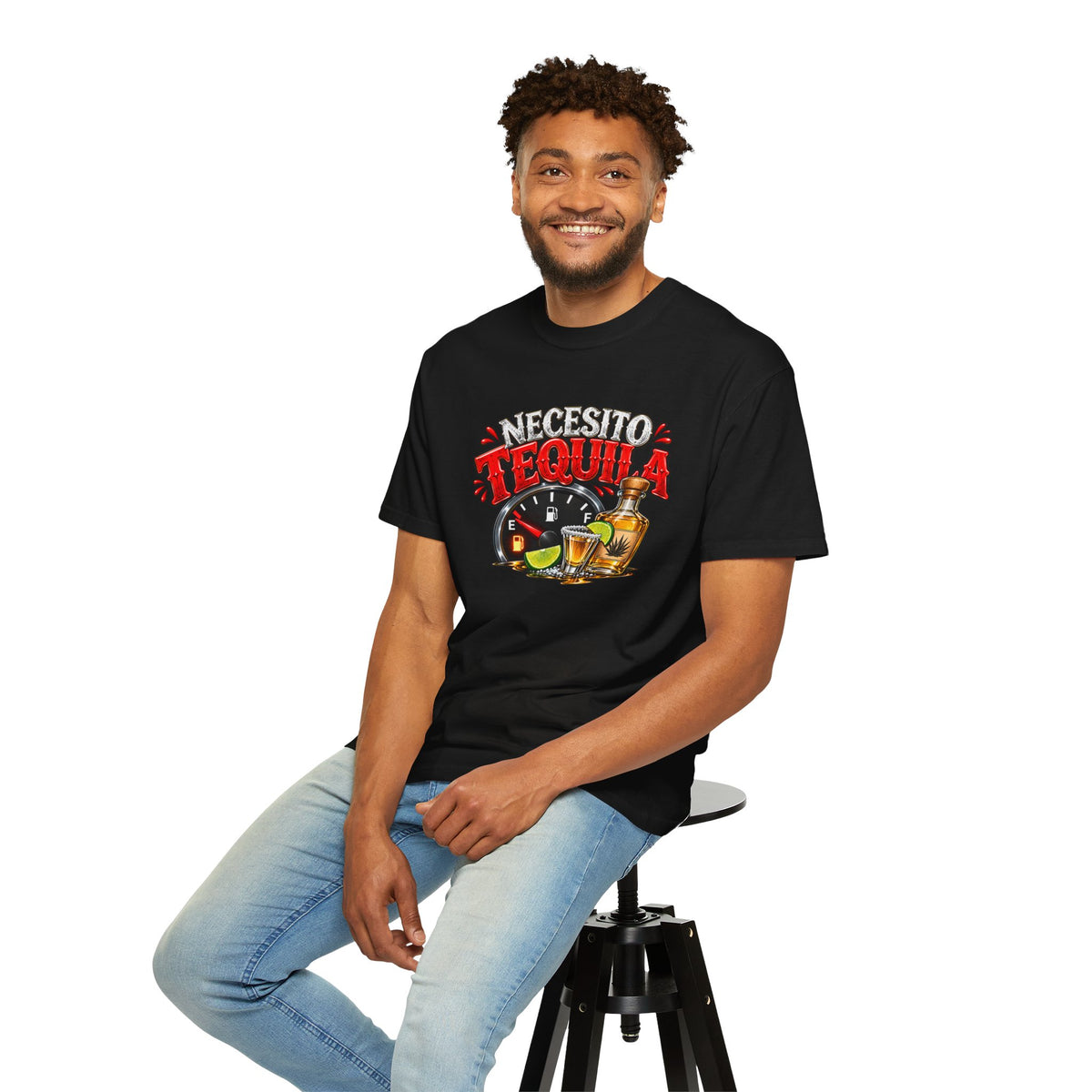 Necesito Tequila T-shirt | Tequila Bottle & Shot Glass Illustration