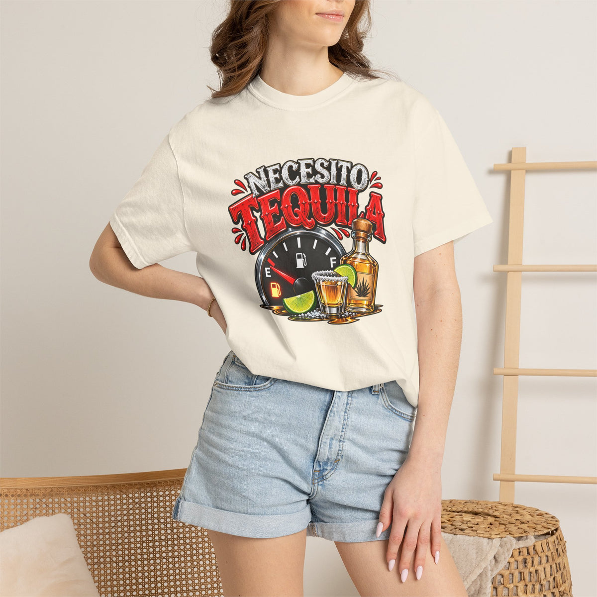 Necesito Tequila T-shirt | Tequila Bottle & Shot Glass Illustration
