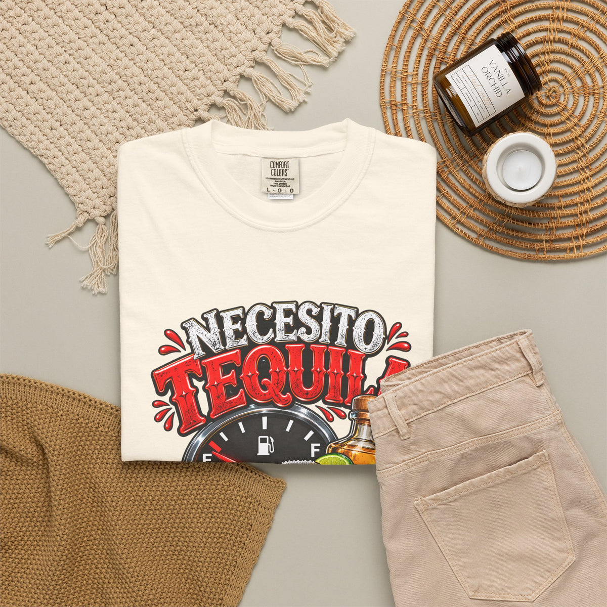 Necesito Tequila T-shirt | Tequila Bottle & Shot Glass Illustration