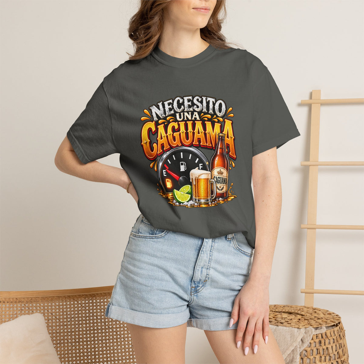 Necesito Una Caguama T-shirt | Beer Bottle, Mug & Lime Design