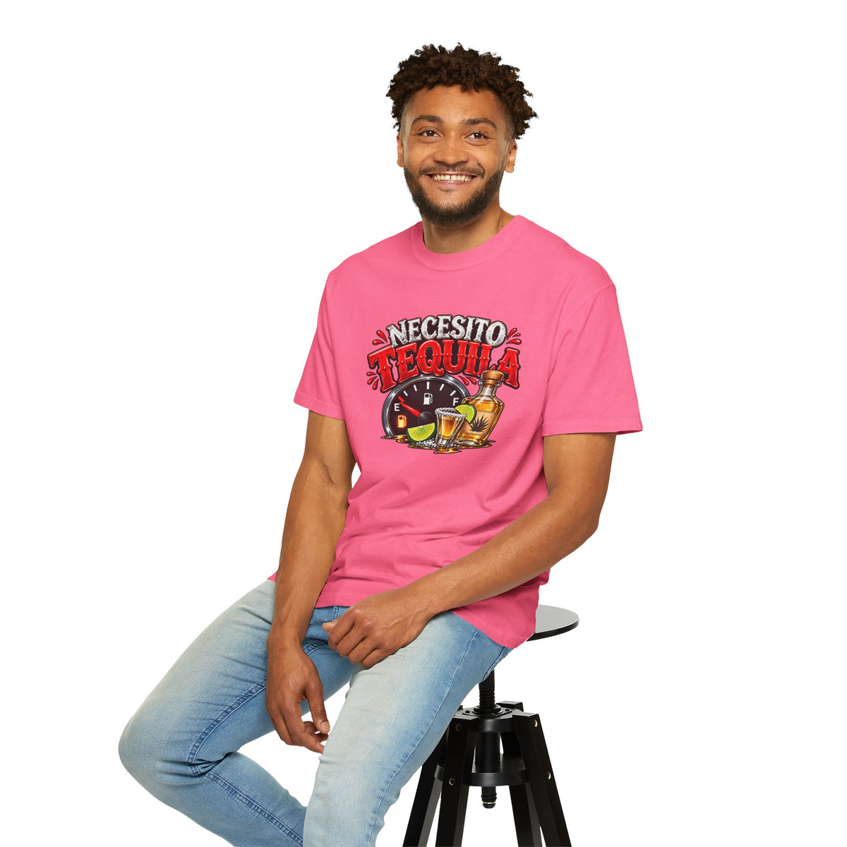 Necesito Tequila T-shirt | Tequila Bottle & Shot Glass Illustration