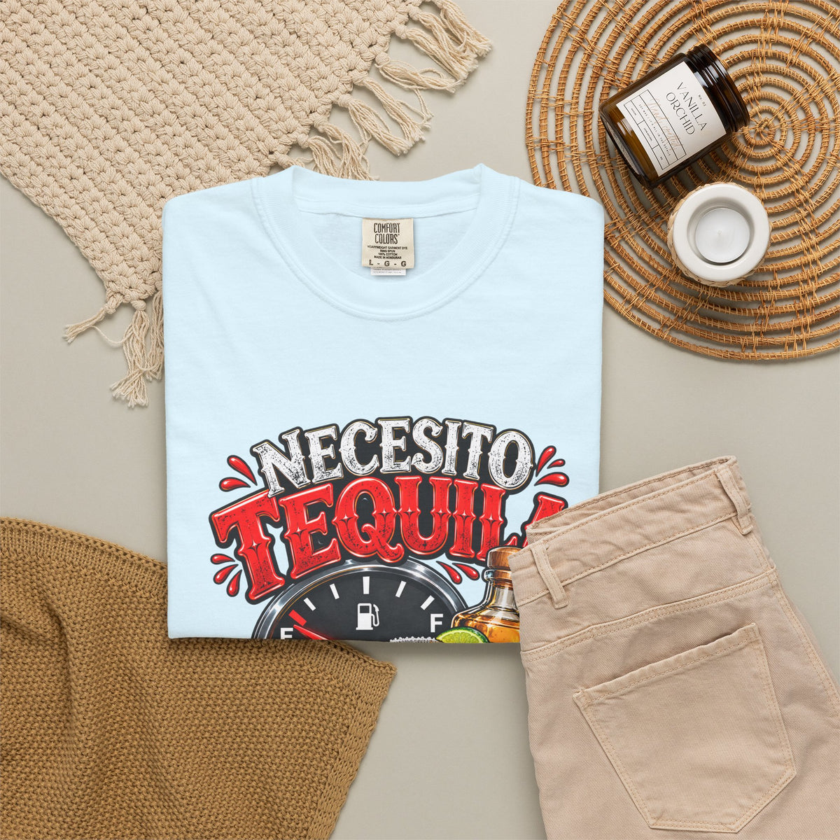Necesito Tequila T-shirt | Tequila Bottle & Shot Glass Illustration