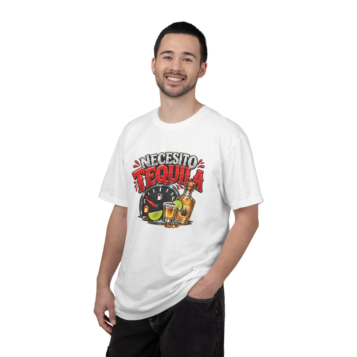 Necesito Tequila T-shirt | Tequila Bottle & Shot Glass Illustration