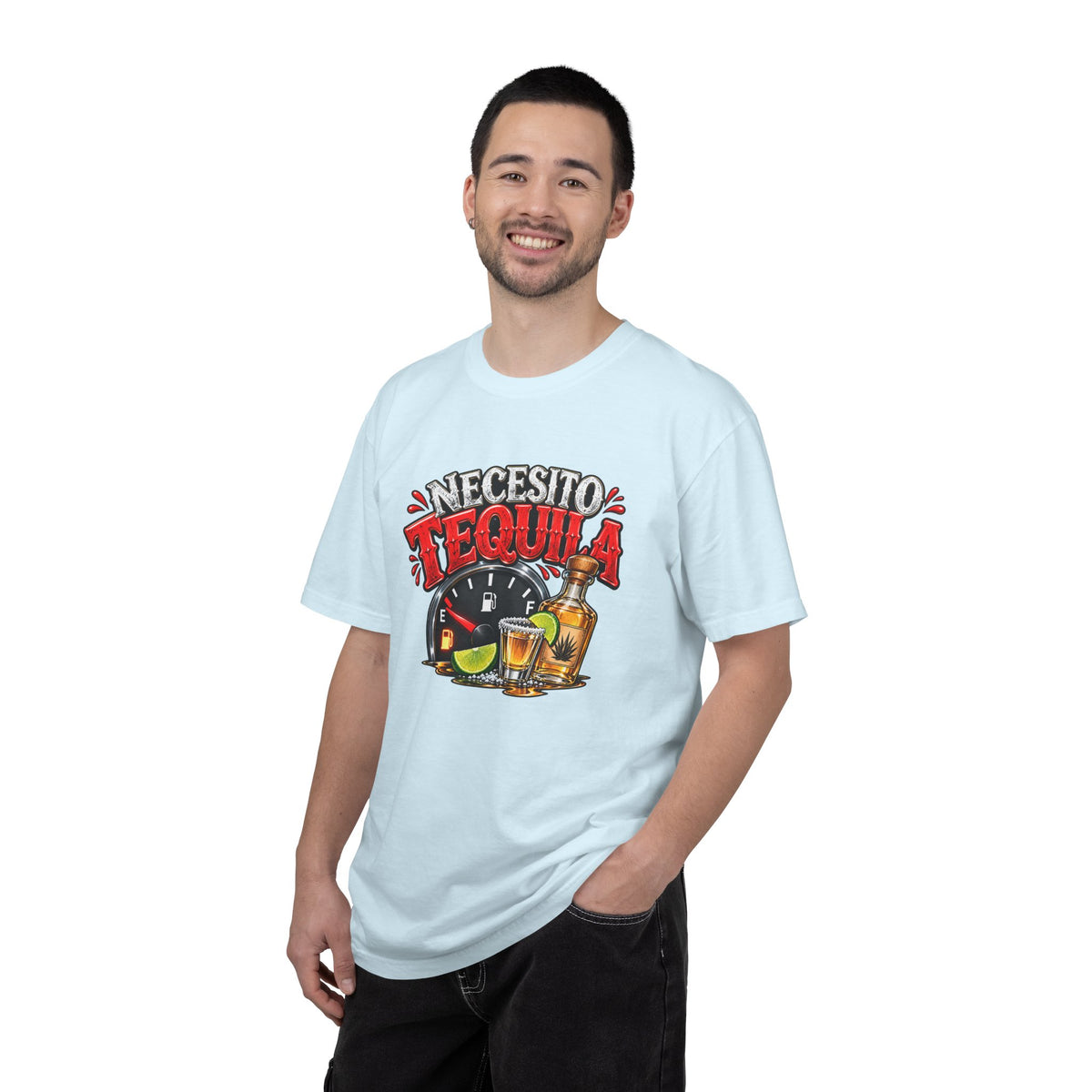 Necesito Tequila T-shirt | Tequila Bottle & Shot Glass Illustration