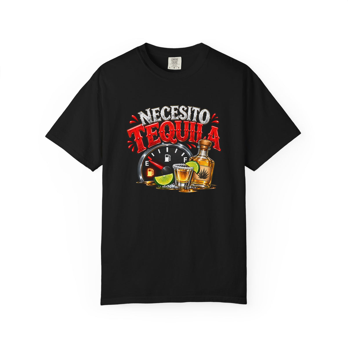 Necesito Tequila T-shirt | Tequila Bottle & Shot Glass Illustration