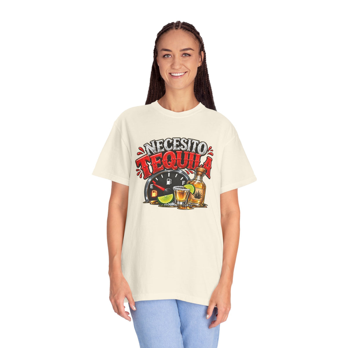 Necesito Tequila T-shirt | Tequila Bottle & Shot Glass Illustration