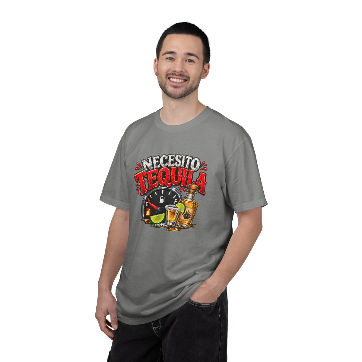 Necesito Tequila T-shirt | Tequila Bottle & Shot Glass Illustration