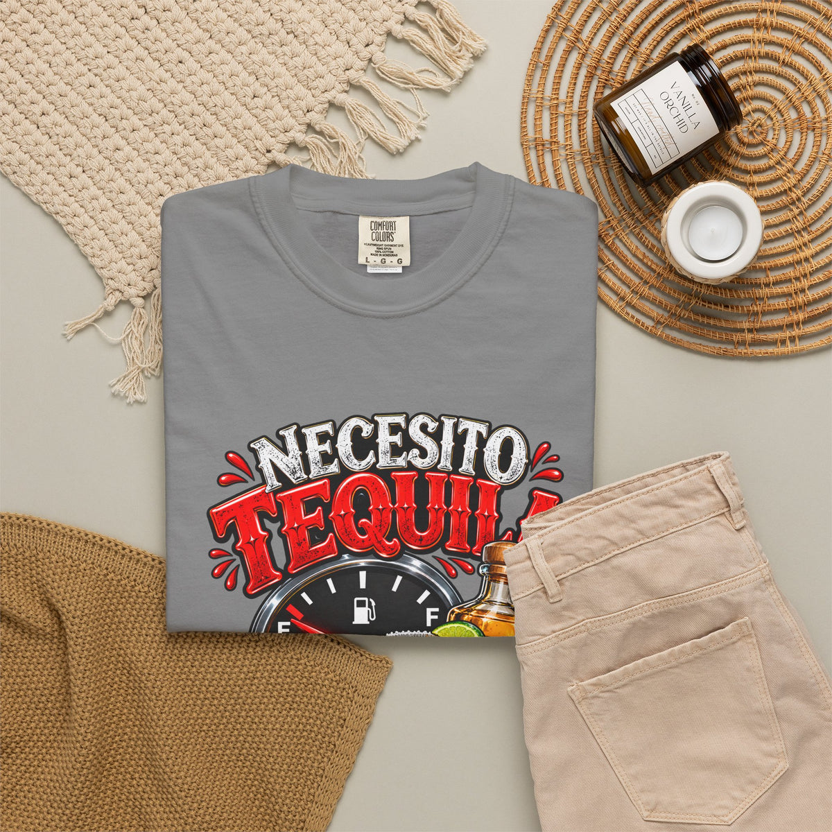 Necesito Tequila T-shirt | Tequila Bottle & Shot Glass Illustration
