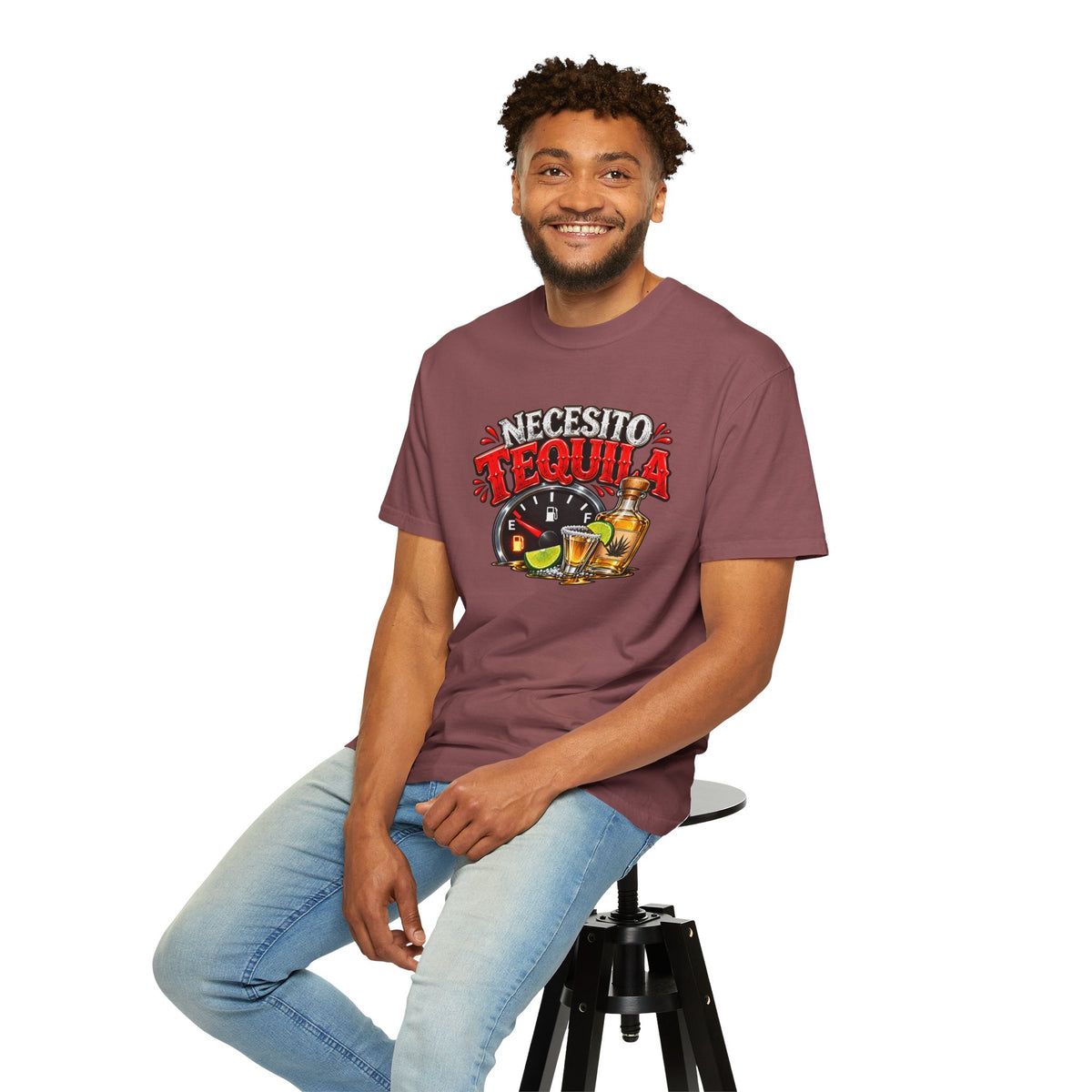 Necesito Tequila T-shirt | Tequila Bottle & Shot Glass Illustration