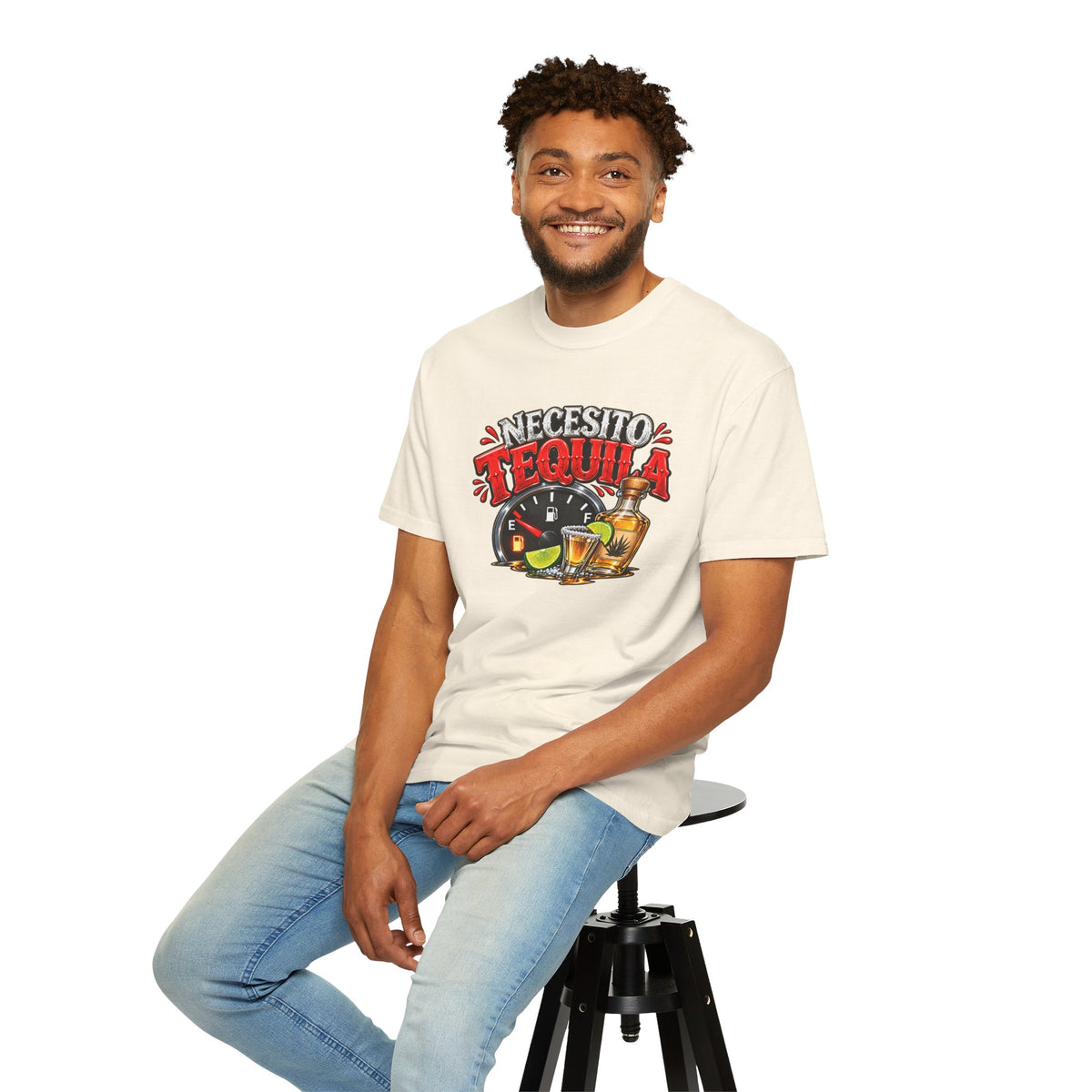 Necesito Tequila T-shirt | Tequila Bottle & Shot Glass Illustration
