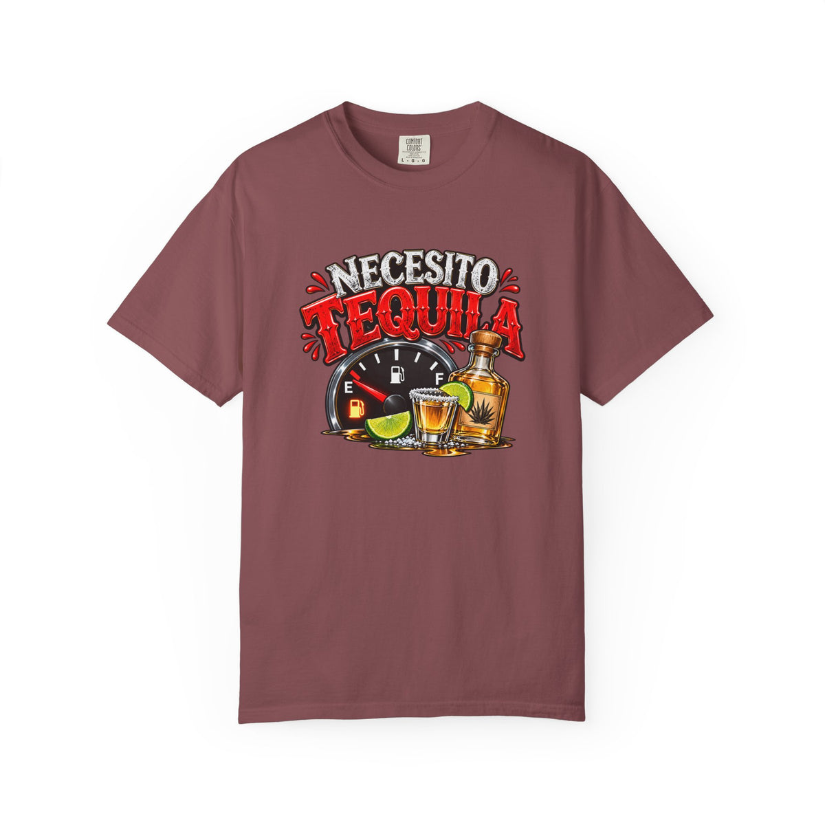 Necesito Tequila T-shirt | Tequila Bottle & Shot Glass Illustration