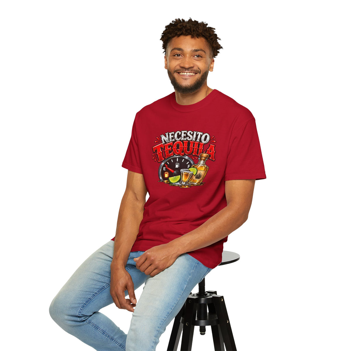 Necesito Tequila T-shirt | Tequila Bottle & Shot Glass Illustration