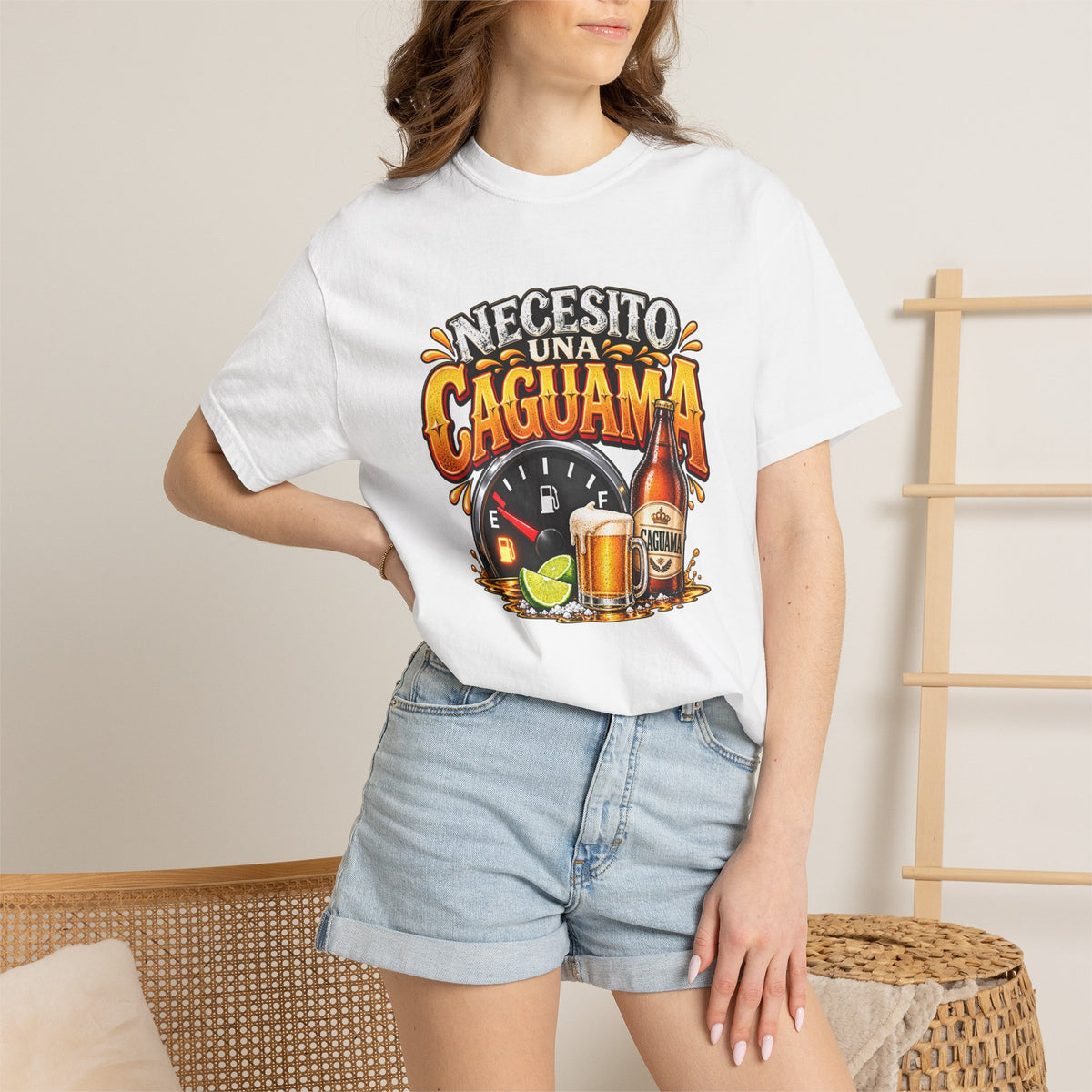 Necesito Una Caguama T-shirt | Beer Bottle, Mug & Lime Design