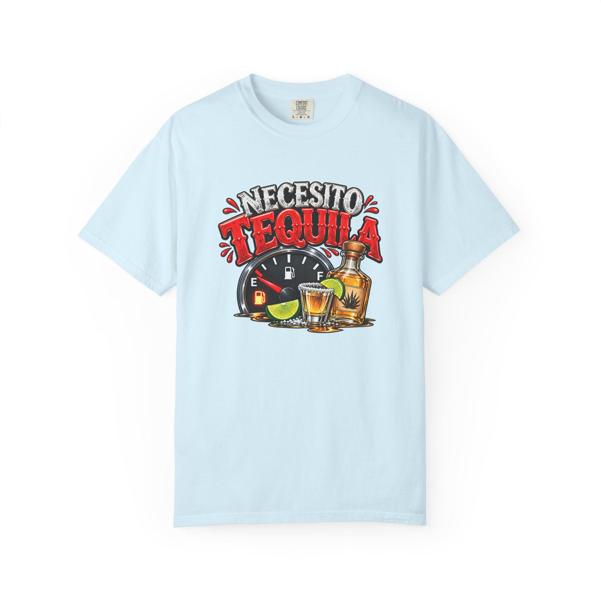 Necesito Tequila T-shirt | Tequila Bottle & Shot Glass Illustration