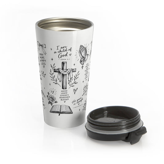 Christian Travel Mug — Tumbler with Faith Illustrations