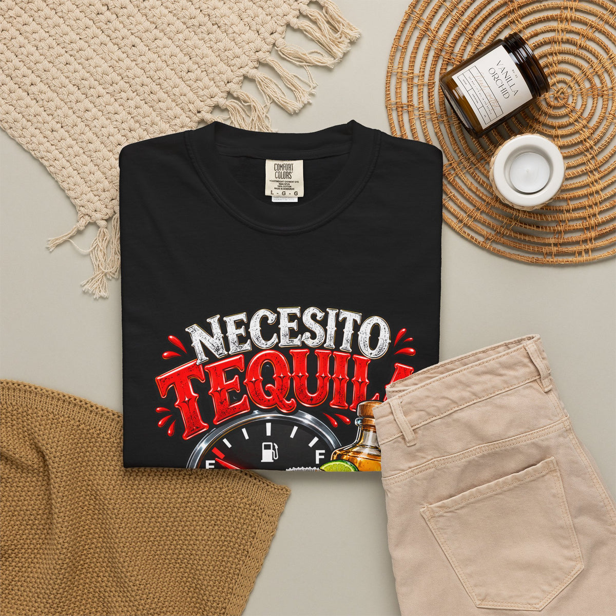 Necesito Tequila T-shirt | Tequila Bottle & Shot Glass Illustration
