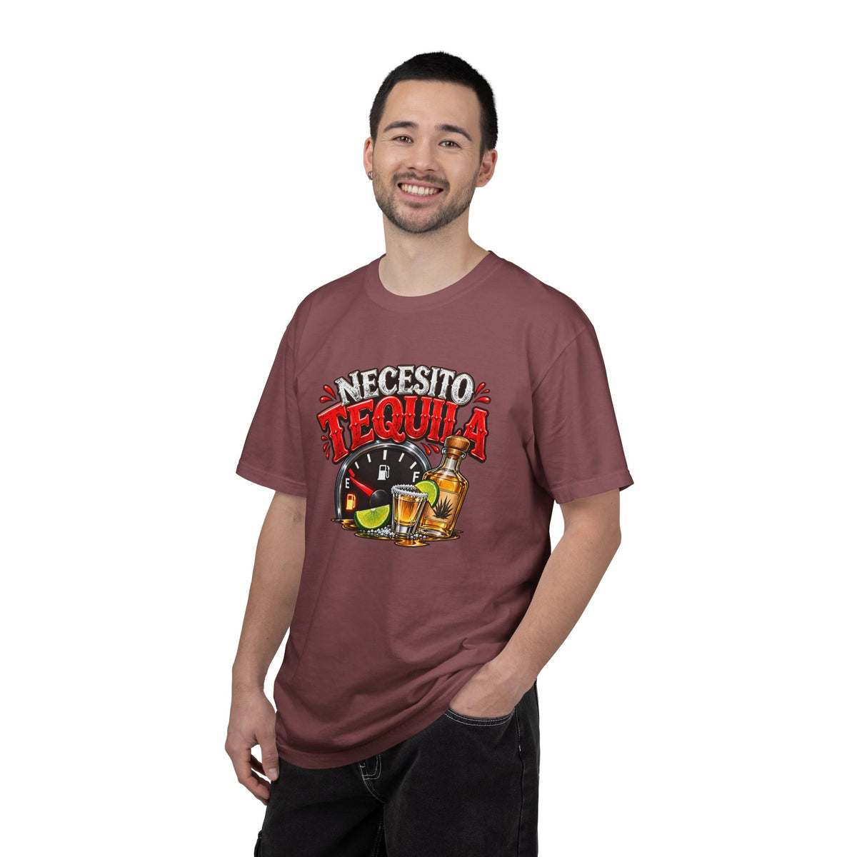 Necesito Tequila T-shirt | Tequila Bottle & Shot Glass Illustration