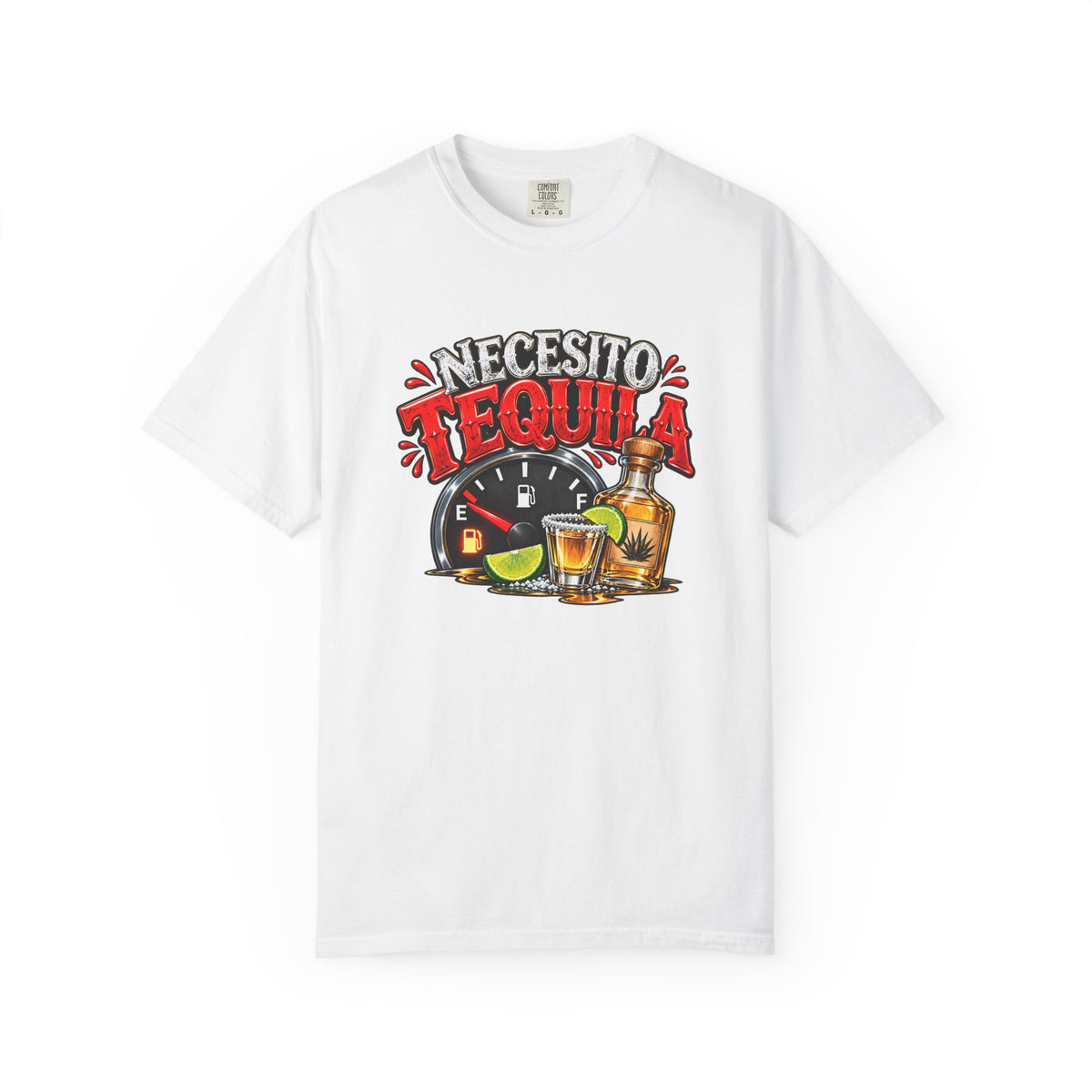 Necesito Tequila T-shirt | Tequila Bottle & Shot Glass Illustration