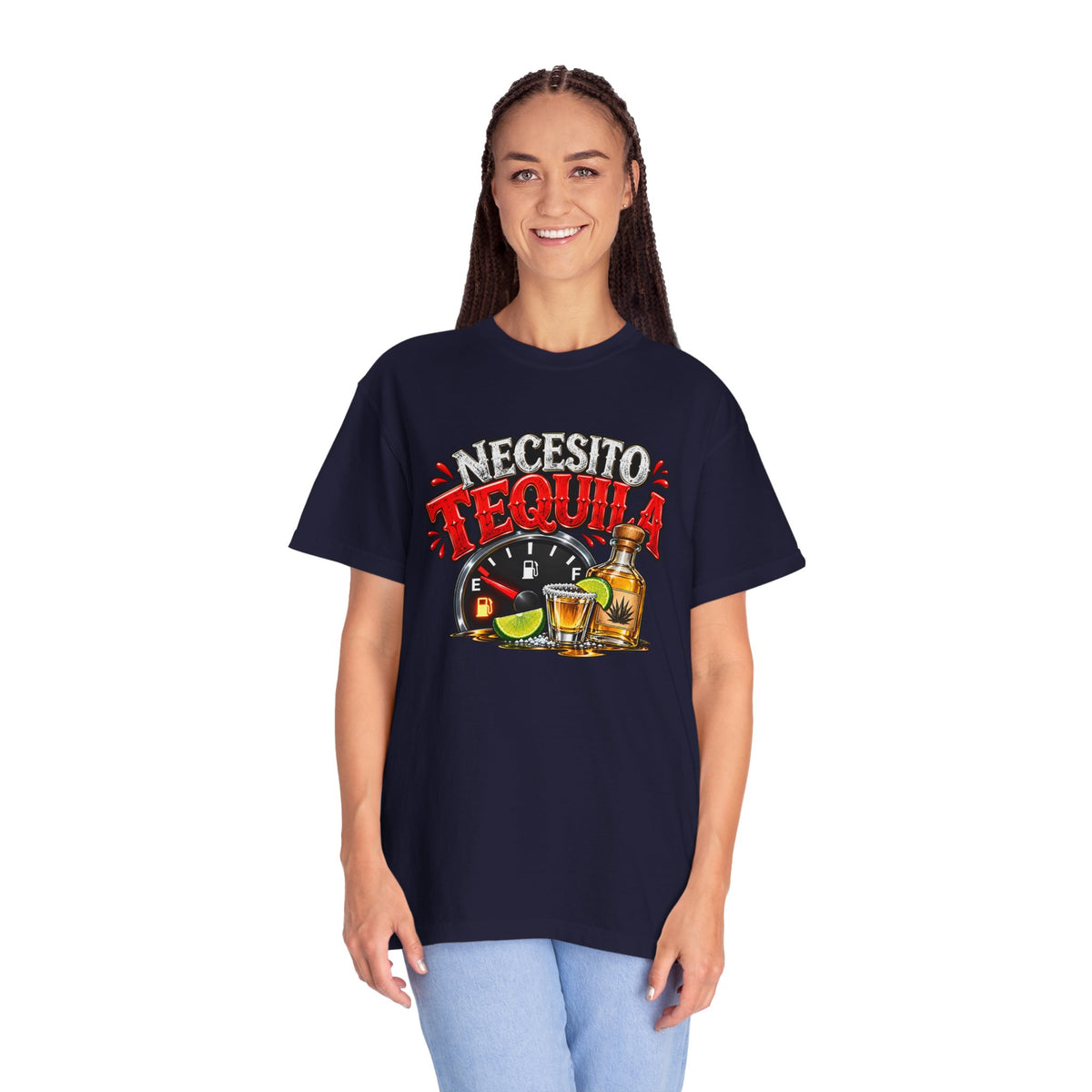 Necesito Tequila T-shirt | Tequila Bottle & Shot Glass Illustration