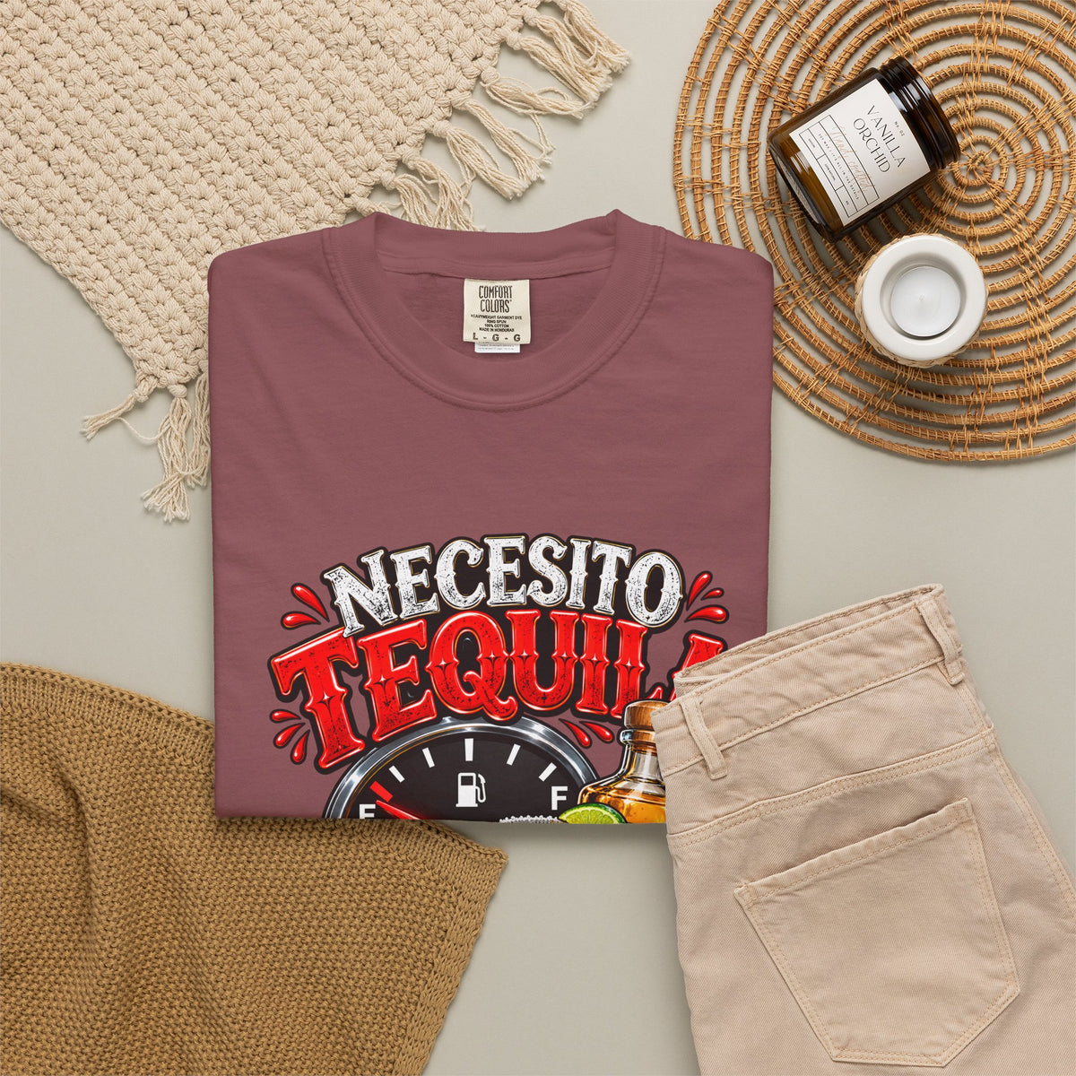 Necesito Tequila T-shirt | Tequila Bottle & Shot Glass Illustration