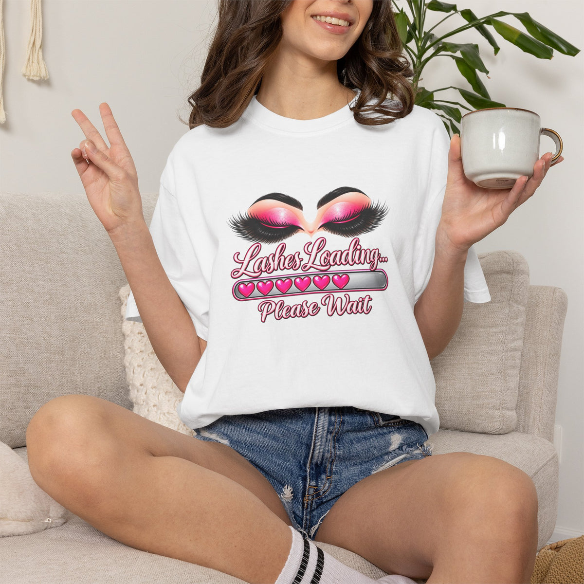 Lashes Loading Please wait Graphic T-Shirt