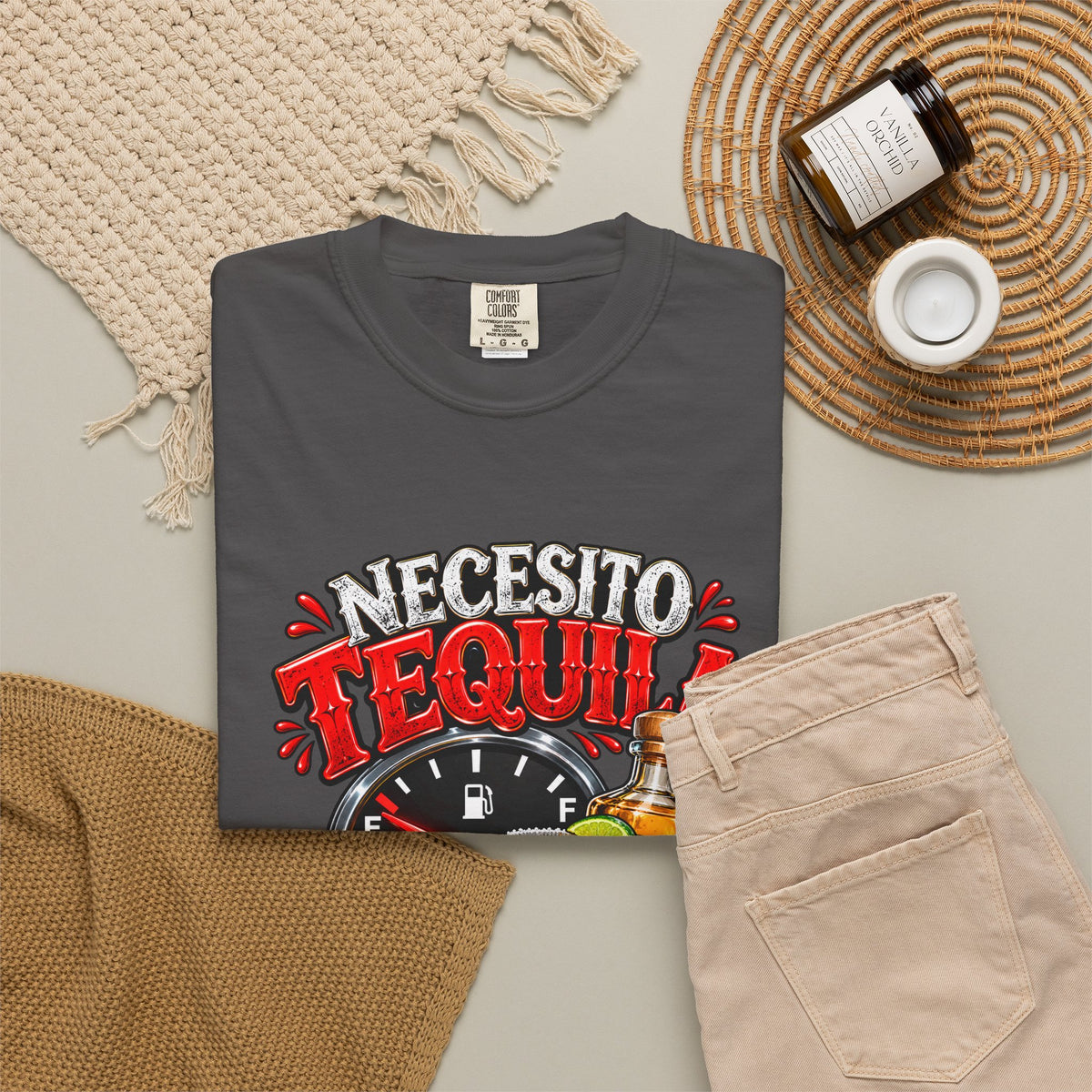 Necesito Tequila T-shirt | Tequila Bottle & Shot Glass Illustration