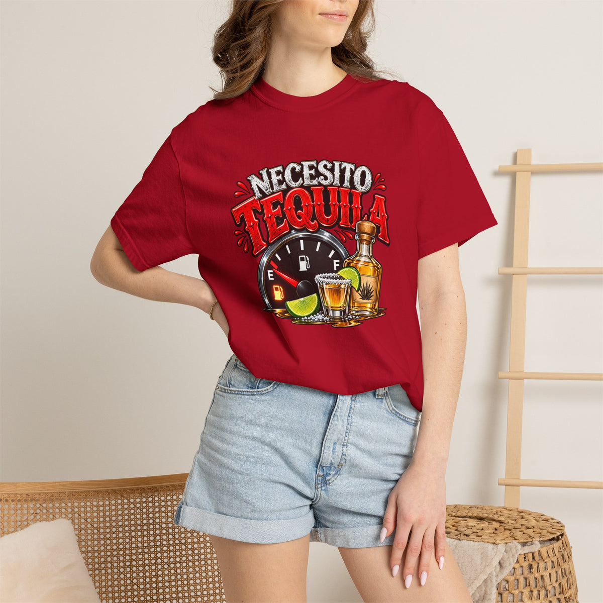 Necesito Tequila T-shirt | Tequila Bottle & Shot Glass Illustration