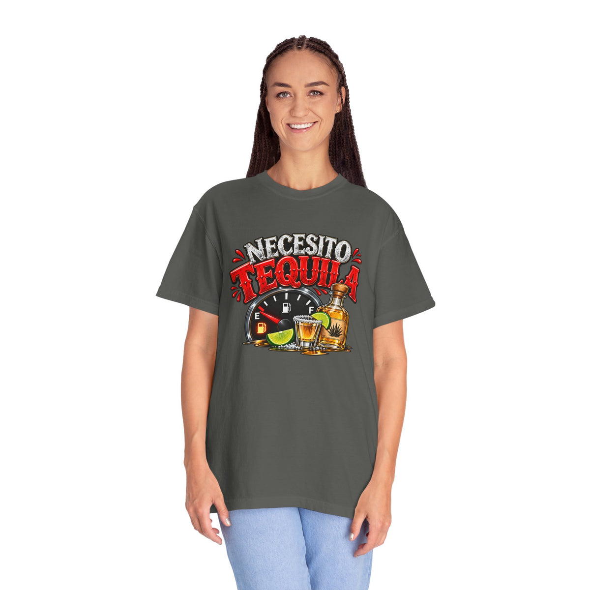 Necesito Tequila T-shirt | Tequila Bottle & Shot Glass Illustration