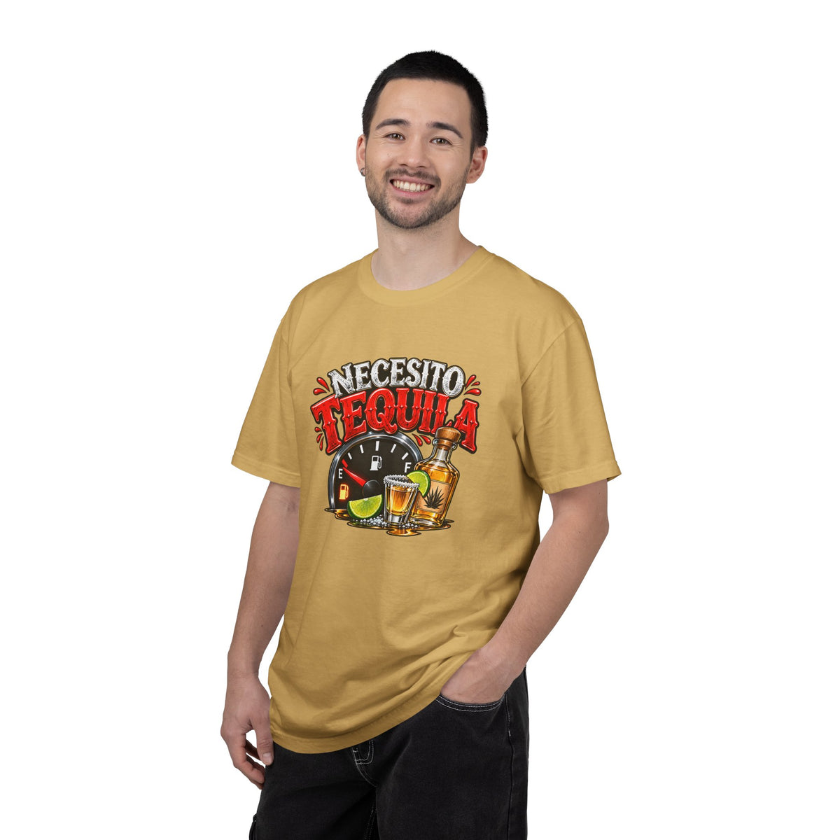 Necesito Tequila T-shirt | Tequila Bottle & Shot Glass Illustration